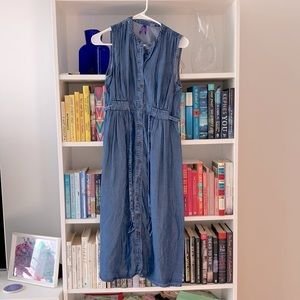 Seraphine Denim-Style Button-Front Maternity Dress